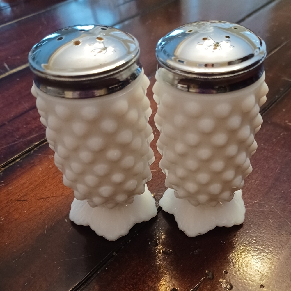 Fenton Hobnail Milk Glass Salt And Pepper Shakers